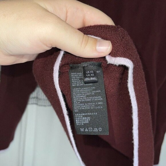 Anthropologie Lizzie Mock Neck Sweater XS | Burgundy Knit Pullover Cozy Fall - Picture 13 of 14